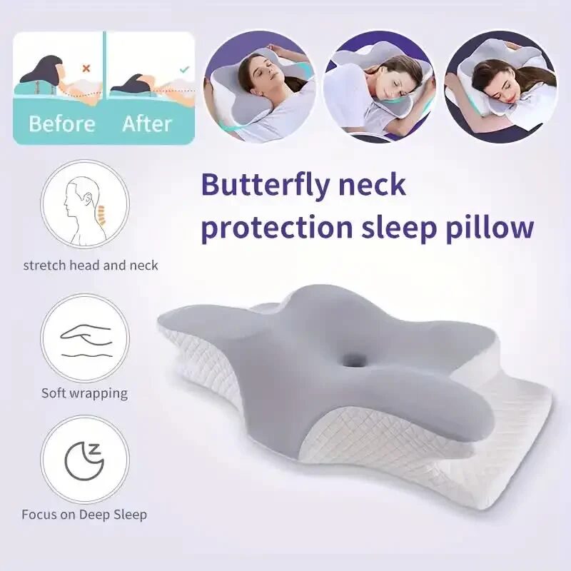 kf-Sd4fbcd2d25fd42b2946a34db6c42b664N SereniRest Butterfly Contour Memory Foam Pillow