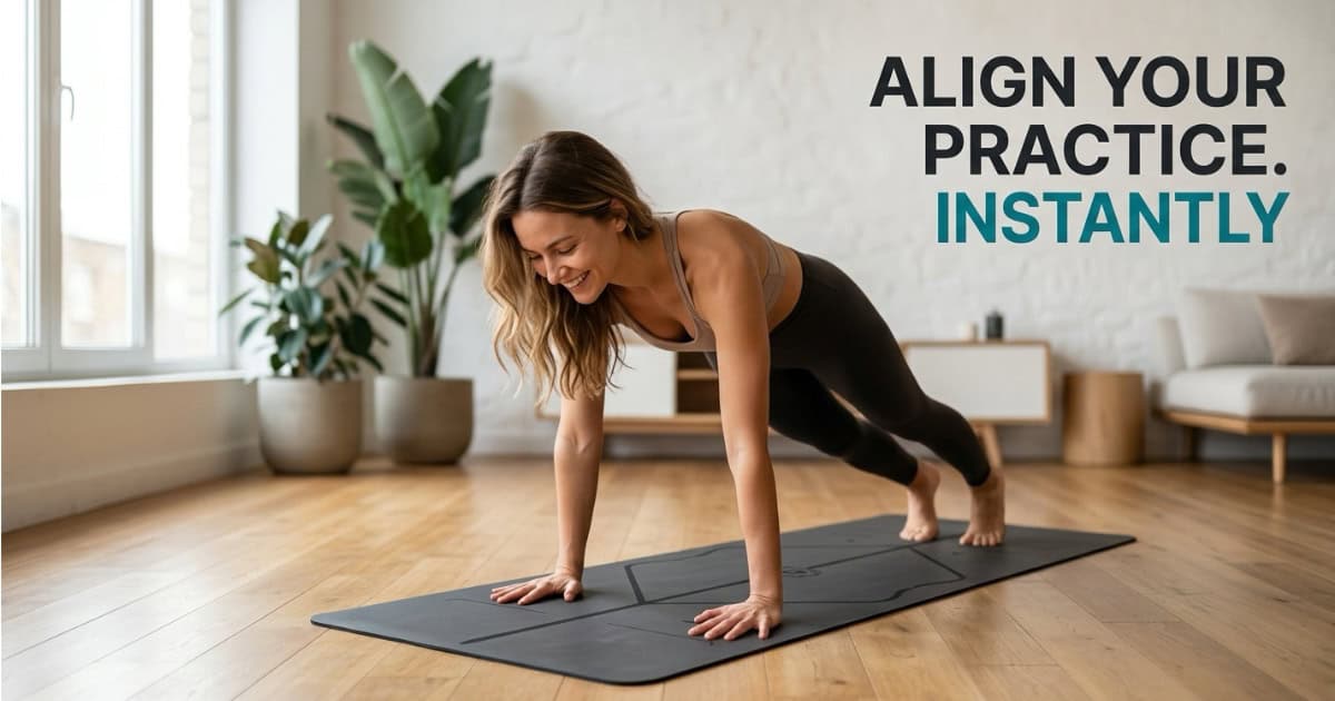 Woman stretching on yoga mat.