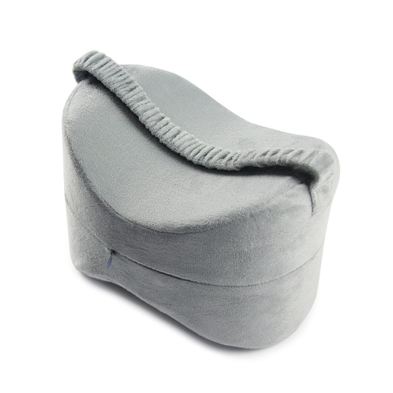 Gray knee pillow with strap