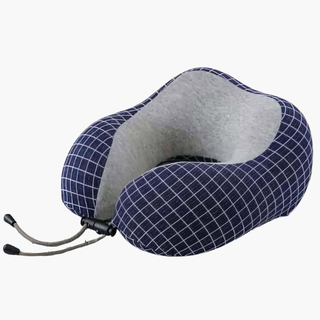 Blue checkered travel neck pillow
