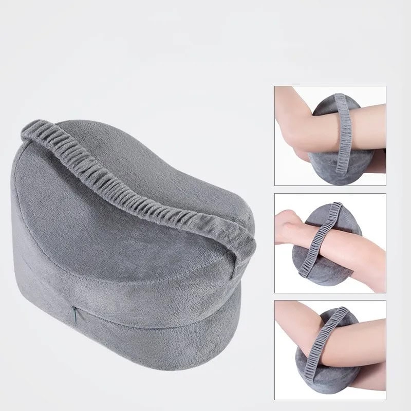 Gray elbow cushion with strap