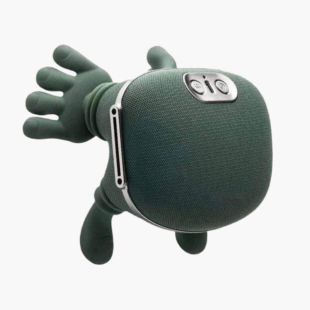 Green robot speaker with hand