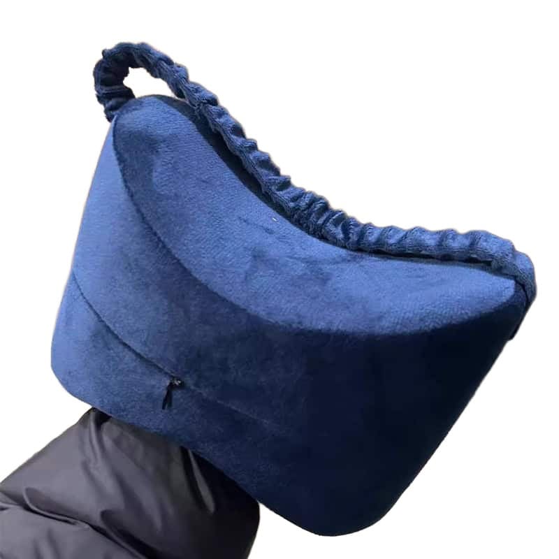 Blue wedge pillow with strap