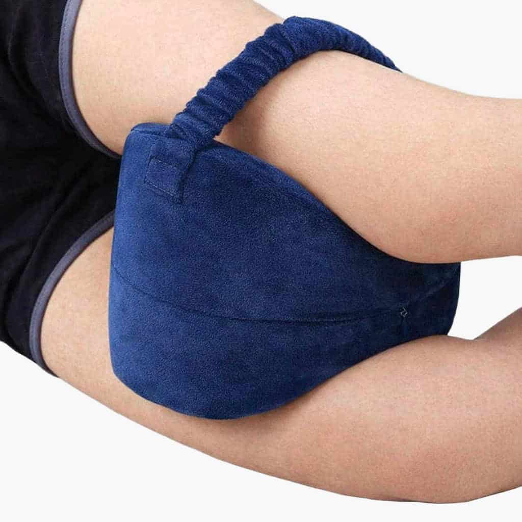 Blue knee pillow for comfort