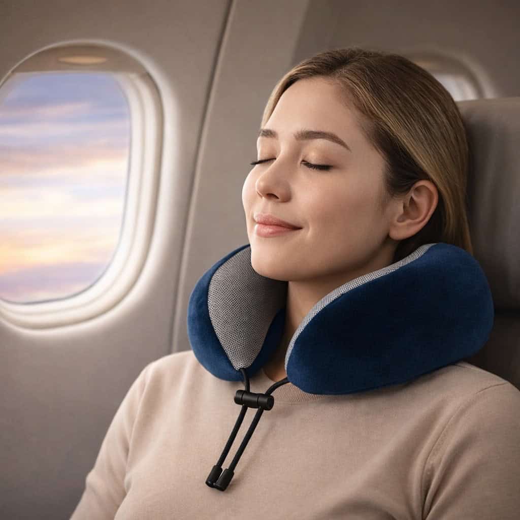 Woman sleeping on plane.