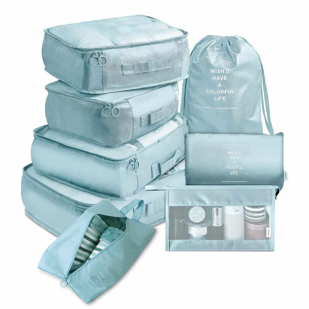 Travel packing cubes set