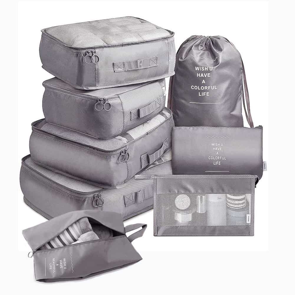 Gray luggage organizer set