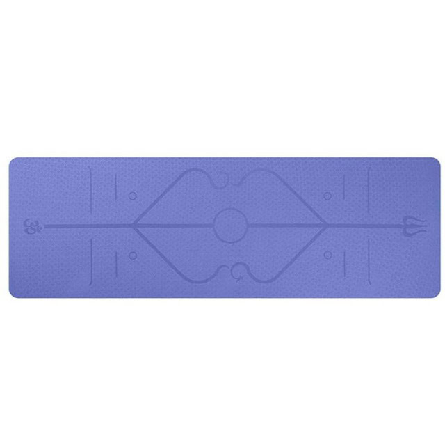 Purple yoga mat with lines