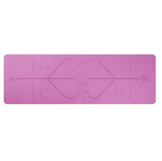 Pink yoga mat with markings