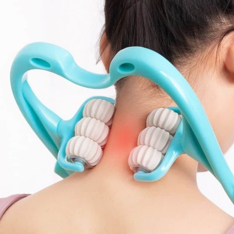 Neck massager with rollers.