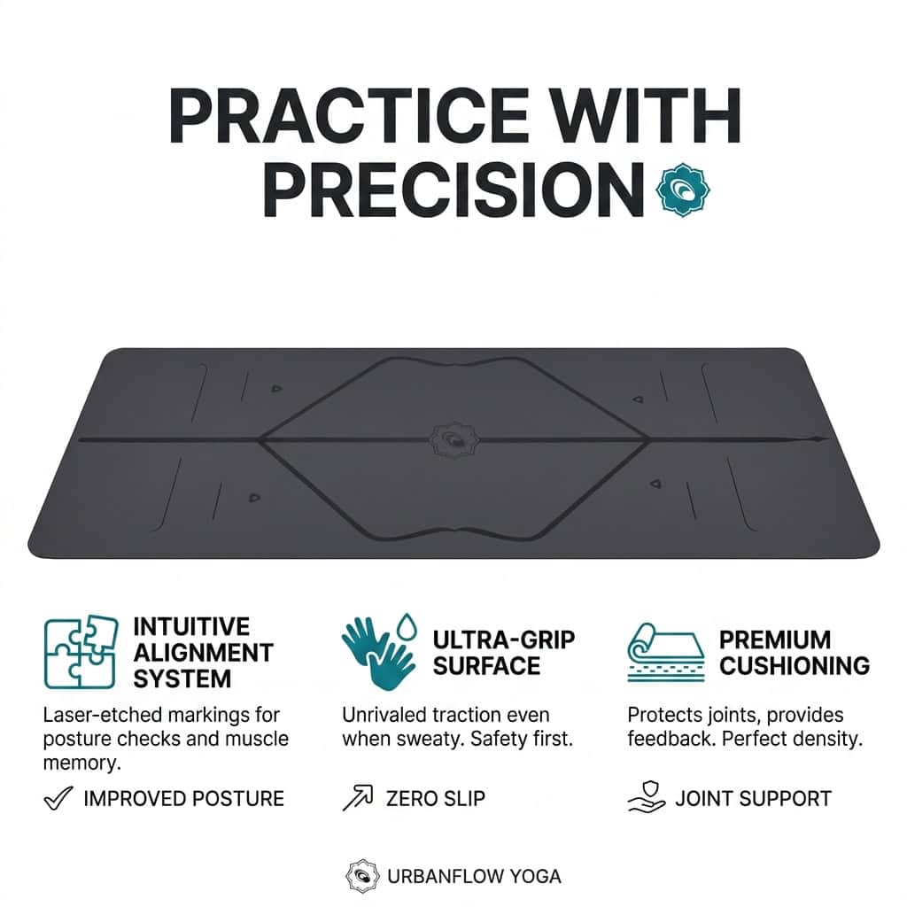 Alignment yoga mat with features