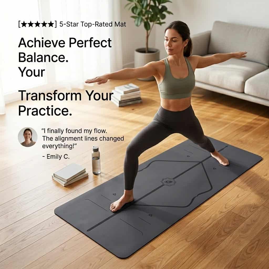 Woman practicing yoga on mat.
