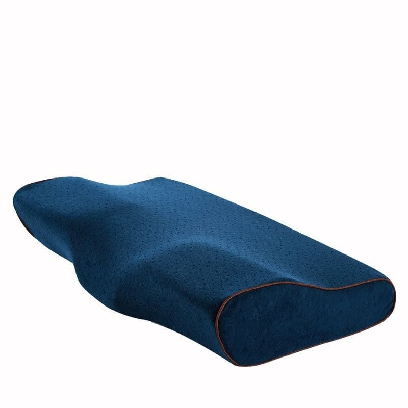 Blue ergonomic contour pillow