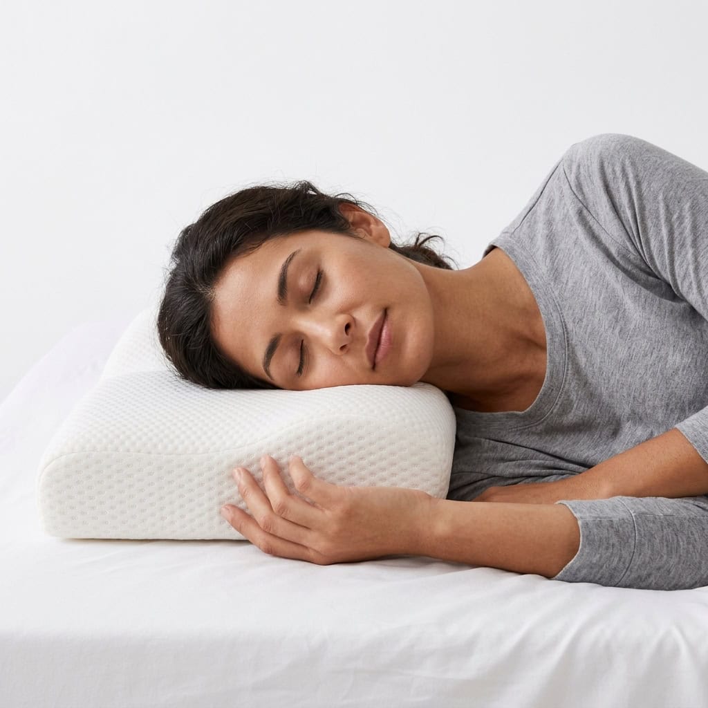 Woman sleeping on supportive pillow
