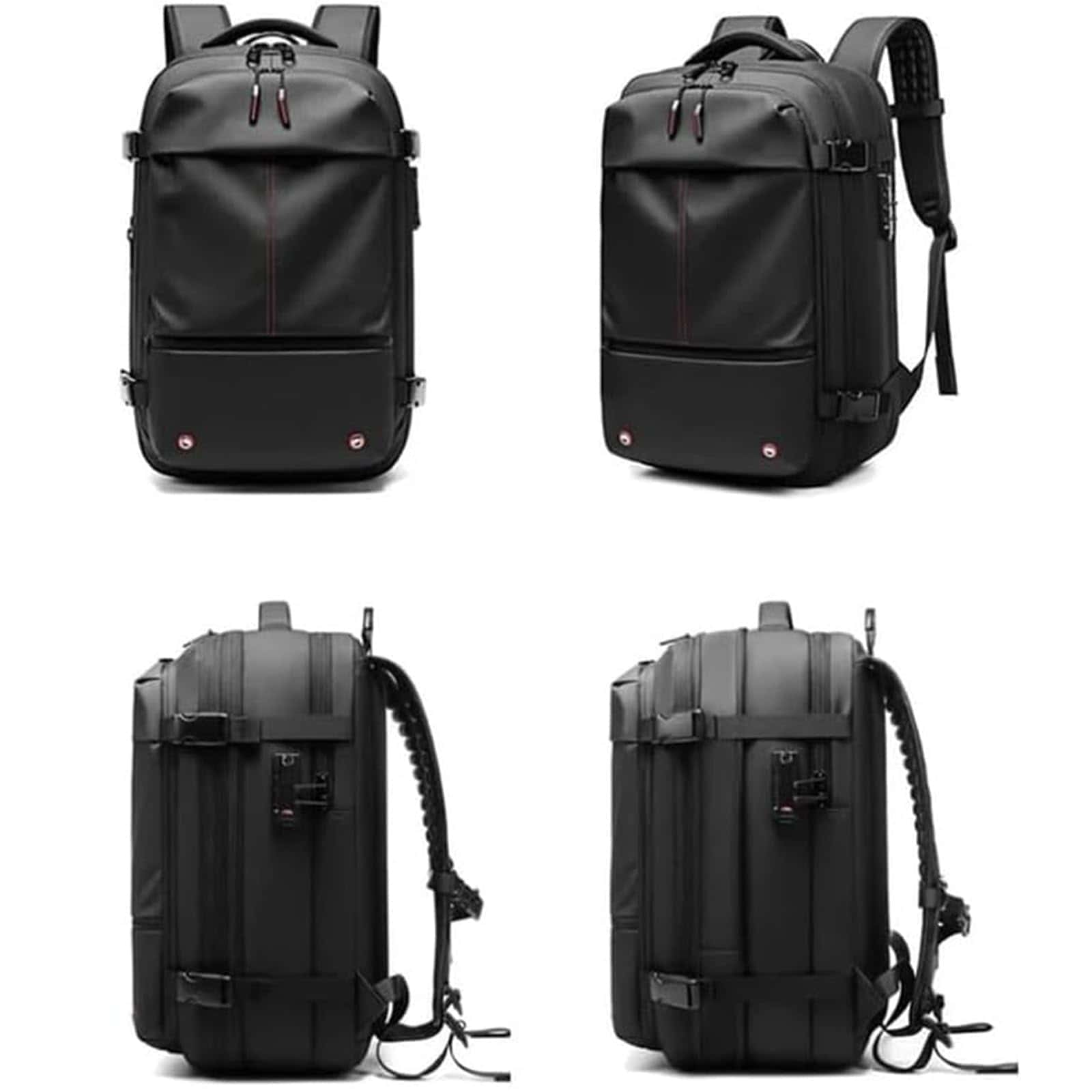 Version 1.0.0 black expandable backpack multiple views