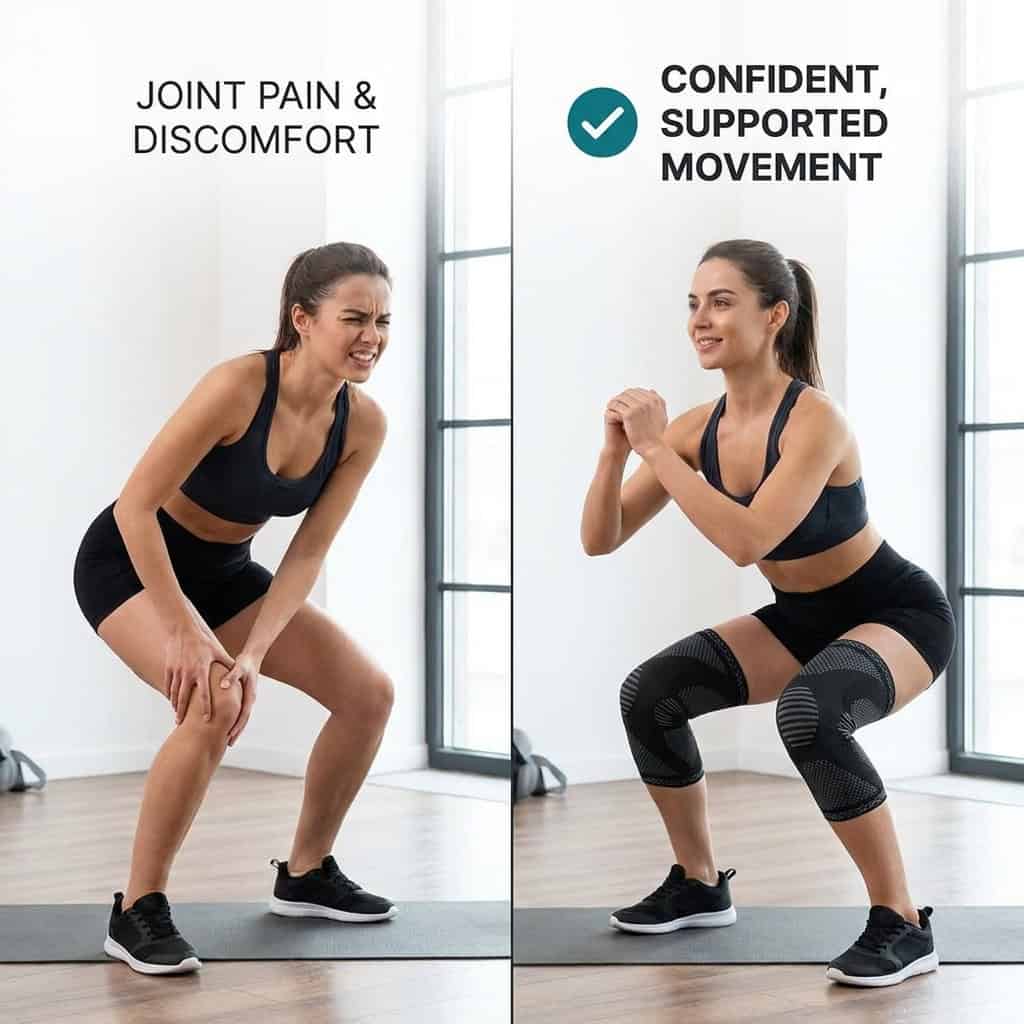 Knee support comparison with discomfort