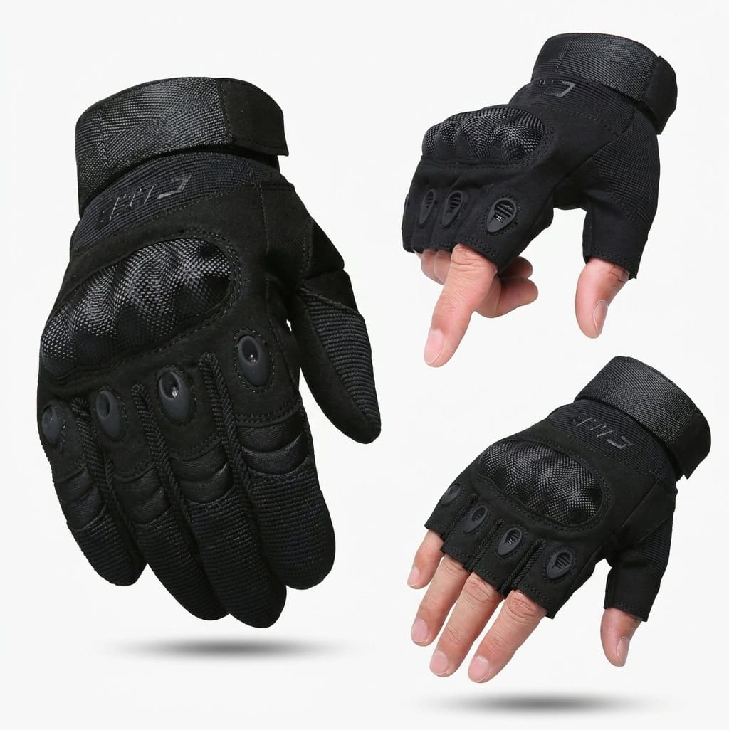 Black tactical fingerless gloves