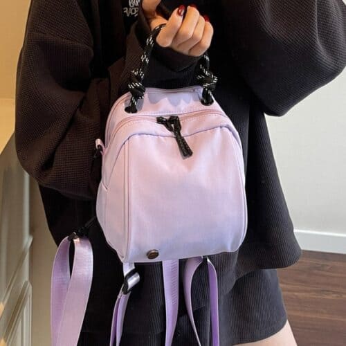 Mini Lightweight Multi-Compartment Nylon Bag, Stylish Convertible Backpack Crossbody Handbag